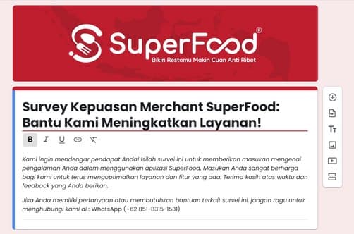 Merchant satisfaction survey for the SuperFood app