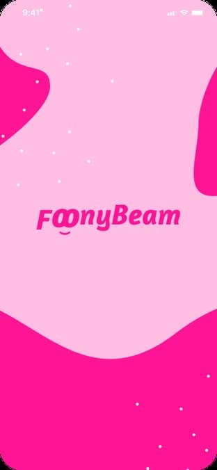 FoonyBeam splash screen in pink brand colors