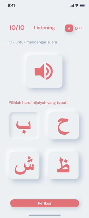 VirtueVerse interactive hijaiyah learning screen